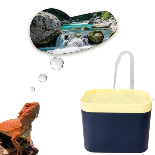 Tfwadmx Reptile Waterfall Reptile Water Fountain Lizard Drinking Fountain Chameleon Water Dripper, Bearded Dragon Cage Accessories for Lizard Gecko Snake (Yellow Blue)