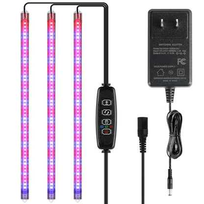 iPower LED Plant Grow Light Strips Full Spectrum with 3 Timing Modes, 10 Dimmable Levels 48 LEDs Per Tubes, Sunlike Grow Lamp for Hydroponics Succulent,Red & Blue - color: Red&Blue, size: 3 Tubes, style: Grow Light Strips