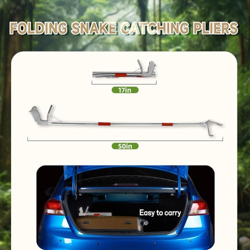 50" Foldable Grabber Reacher Tool, Snake Grabber Tool, Extra Long 3 Fold Reaching Aid,Heavy-Duty Trash Picker Pickup Tool for Home (White Metal Handle)