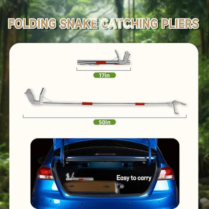 50" Foldable Grabber Reacher Tool, Snake Grabber Tool, Extra Long 3 Fold Reaching Aid,Heavy-Duty Trash Picker Pickup Tool for Home (White Metal Handle)
