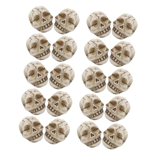 Luxshiny 20pcs Resin Mini Skull Figurines Halloween Lawn Decorations for Garden, Aquarium, Terrarium, Outdoor Yard Decor Smiling Skeleton Heads