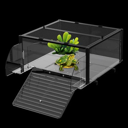 XXL Turtle Basking Platform for Aquatic Turtles, Extra Extra Large for over 180 Gallon Tank, Fits 23-29'' Wide Aquarium, Acrylic Turtle Topper &Dock Tank Accessories, Non-Slip Ramp&Escape-Proof Design - size: XXL