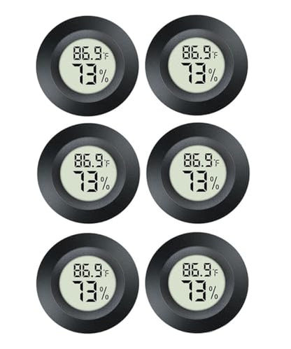 JEDEW 6 Pack Hygrometer Thermometer Digital Humidity Meter Indoor/Outdoor Humidity Monitor Reptile Thermometer for Greenhouse Humidors Terrarium Jars ℉/ ℃(6)
