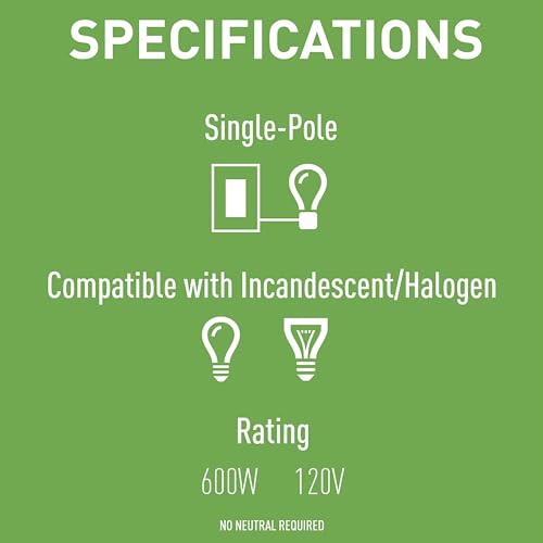 Legrand Pass & Seymour 600W Preset Rotary RFI Lighted Dimmer Light Switch, For Home Lighting & Ambient Mood Control, Incandescent & Halogen Bulbs, Single Pole, R600PLTKV, White, 1 Count