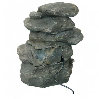 Sunnydaze Tabletop Water Fountain - Stacked Rocks 10.5 Inch Relaxing Desktop Water Fountain with LED Lights - Office, Bedroom, Living Room
