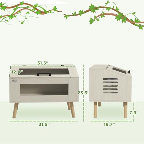 PawHut Reptile Terrarium 30 Gallon Top Opening Reptile Tank with Glass Windows Air Ventilations, Wooden Hamster Cage for Snakes Lizards Horned Frogs Chameleons Gerbils, 31.5" x 20" x 24"