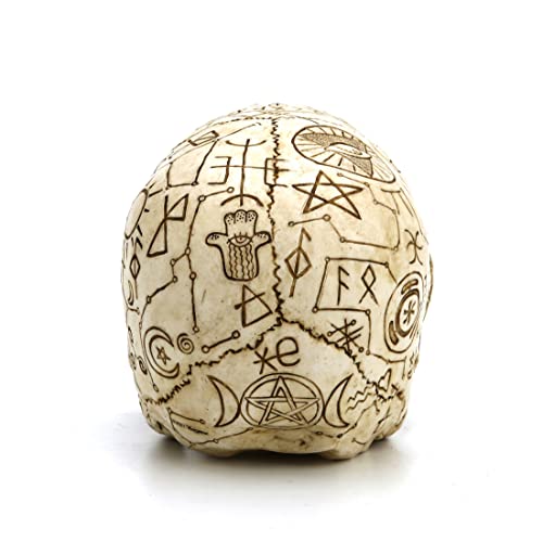 Veronese Design 5 1/4" Mystic Sigils Ritual Skull Resin Sculpture Hand Painted Realistic Finish
