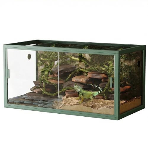 GarveeLife 120 gal Bearded Dragon Tank 4 x2 x2 Reptile Terrarium Enclosure with Sliding Glass Doors, Snake Enclosure Heavy Duty Top Screen Ventilation, Easy to Assemble Green - color: Green