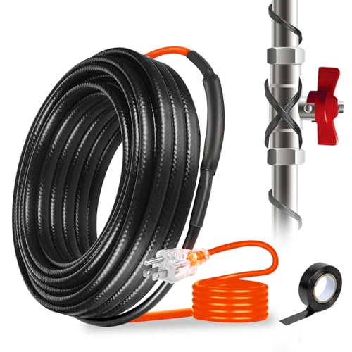 6FT Heating Cable for Metal and Plastic Home Pipes, Energy-efficient, Heat Tape for Water Pipes, Pipe Freeze Protection, Keeps Water Flowing at -40℉, 120V (6FT) - size: 6FT