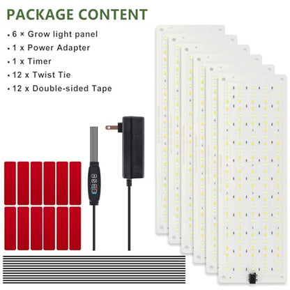 LBW Plant Grow Light, 810 LEDs Full Spectrum Plant Lights for Indoor Growing, Ultra-Thin Panel Grow lamp for Under Cabinet Plant，4/8/12H Timer, 3 Lighting Modes, 10 Dimmable Levels, 6 Packs - size: 6 Packs