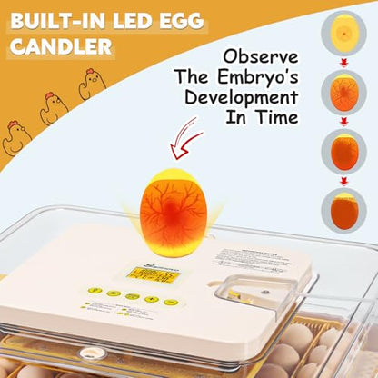 Sailnovo Incubators for Hatching Eggs 56 Egg Incubator with Auto Egg Turning and Auto Humidification, Temperature Control, Incubator for Chicken Duck Quail Eggs, Perfect for Lab School Farm