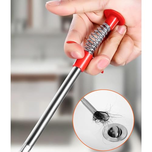 Sewer Cleaning Hook & No Need for Chemicals,Portrayi Sewer Cleaning Hook,Sewer Cleaning Hook Drain Clog Remover,Toilet Snake Clog Remover,Flexible Grabber Claw Long Drain Snake (23.6in) - color: 23.6in