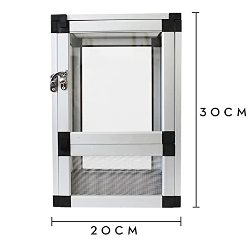 Reptile Habitat Screen Feeding Cage 20X20X30cm Insect Box Aluminum Breeding Mesh Cage for Reptiles & Amphibians (Silver) - color: Silver