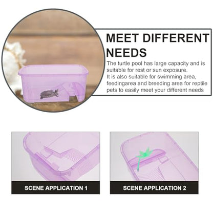 POPETPOP Amphibious Pet Tank Travel Accessories Reptile Terrarium - Portable Clear and Transparent Plastic Tank, Reptile Breeding Tank for Spiders Frog Snakes Small Reptiles Turtle Tank