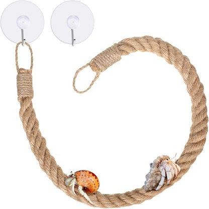 JellyArch Hermit Crab Toys Hermit Crab Climbing Jute Rope Ladder with Hooks Reptile Tank Terrarium Accessories Habitat Decor for Lizards Geckos Snakes(1 Pcs,23.6 Inch) - size: 23.6 Inch