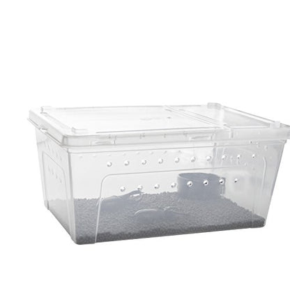 OMEM Portable Reptile Terrarium Habitat for Mini Pet Houses Breathable Holes Stackable Container (2PCS-M) - size: 2PCS-Clear-M