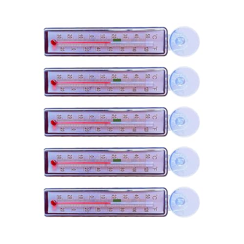5 Pieces Aquarium Thermometer Tank Thermometer for Freshwater and Saltwater Large Range Accurate Submersible Thermometer Rectangle