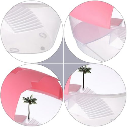 Plastic Reptile Pet Habitat Box and Prevents Escaping with Basking Platform and Swimming Area, Ventilated Turtle Tank Convenient to Clean for Turtles and Reptiles