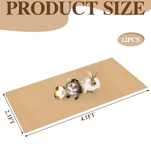 AmazingSpark 12 Pcs 49.2" x 25.6" Disposable Guinea Pig Cage Liners 4 x 2 ft Cage Disposable Bottom Waterproof Kraft Paper Liner Bag for Guinea Pigs Bedding Small Animal Pet Supplies
