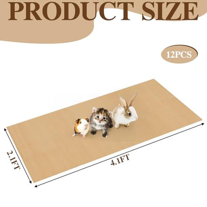 AmazingSpark 12 Pcs 49.2" x 25.6" Disposable Guinea Pig Cage Liners 4 x 2 ft Cage Disposable Bottom Waterproof Kraft Paper Liner Bag for Guinea Pigs Bedding Small Animal Pet Supplies