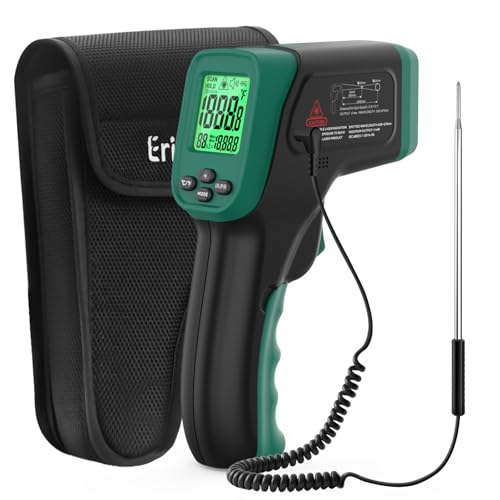 ERICKHILL Infrared Thermometer Gun, Dual Mode IR Laser Thermometer with -50°C~800°C and Meat Probe (-50°C~300°C), Non-Contact Digital Thermometer for Cooking, BBQ, and Industrial Use - color: IR Thermometer & Probe
