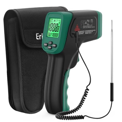 ERICKHILL Infrared Thermometer Gun, Dual Mode IR Laser Thermometer with -50°C~800°C and Meat Probe (-50°C~300°C), Non-Contact Digital Thermometer for Cooking, BBQ, and Industrial Use - color: IR Thermometer & Probe
