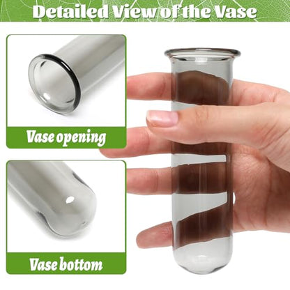 Glass Plant Propagation Station with 5 Test Tubes Colorful Planter Vase Birthday Gifts for Women in Wooden Stand - color: Gray