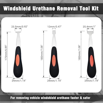 Windshield Urethane Scraper Tool Kit, Car Glass Bottom Glue Remover Tools, Windshield Removal Tool Set for Removing Glass Residues