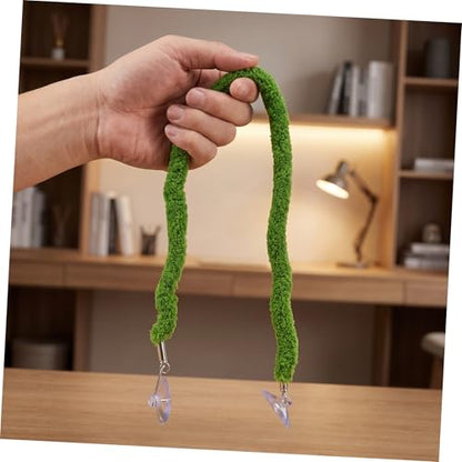 Reptile Jungle Vine Climbing Rope for Lizards and Reptiles, Realistic Green Plush Moss Rope with Stable Climbing Support and Bendable Design for Terrarium and Lizard Tank