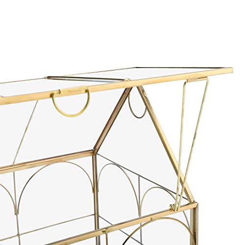 HighFree Geometric Plant Terrarium with Lid, House Succulent Terrarium Kit for Display, Air Plants, Succulents, Home Tabletop Miniature Terrarium, Not Airtight or Waterproof (Gold) - color: Gold