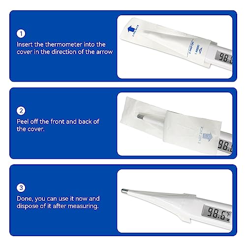 Berrcom Disposable Digital Thermometers Probe Covers Set of 100 Oral Rectal Thermometer Probe Cover Universal Thermometers Sleeves for Adult and Kids - size: DT-100TZ