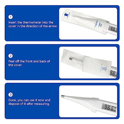Berrcom Disposable Digital Thermometers Probe Covers Set of 100 Oral Rectal Thermometer Probe Cover Universal Thermometers Sleeves for Adult and Kids - size: DT-100TZ