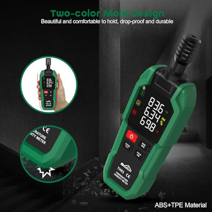 Temperature Humidity Meter, SQECH Digital Hygrometer with Ambient Thermometer,Wet Bulb,Flashlight,Max/Min,Data Hold,High Precision Psychrometer Monitor with Color Backlight for Home Havc