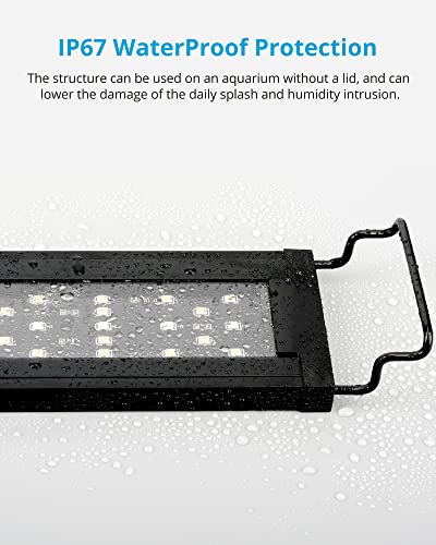NICREW SkyLED Plus Aquarium Plant Light, Freshwater Fish Tank Light with Ramp Up and Dim Down, Spectrum Adjustable and Lighting Schedule Programmable with Controller, 48-60 Inches, 45 Watts - size: 48 - 60 in