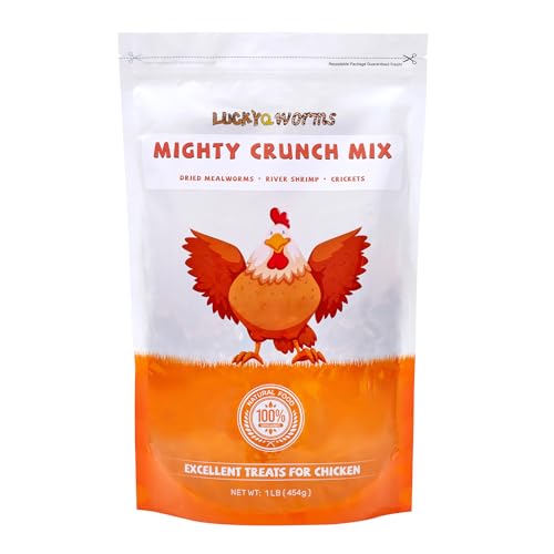 Mighty Crunch Mix Aquatic Turtle Food - 1 Lbs Resealable Bag of High Protein Insect Blend, Dried Mealworms, River Shrimp, Crickets - for Turtles, Reptiles & Amphibians, Chicken, Birds
