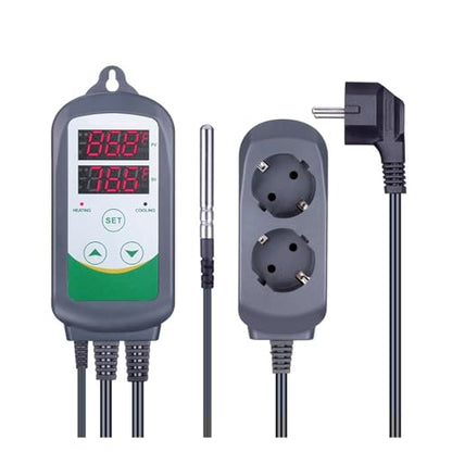 ITC-308 Digital Temperature Controller Outlet Thermostat Heat and Cool,Carboy,Fermenter,Greenhouse Terrarium Temp.(EU Socket) - color: EU socket