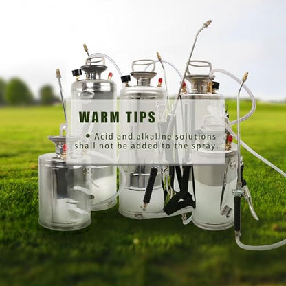 HOSTIC 1.5 Gallon Stainless Steel Sprayer Hand Pump Sprayer with Pressure Gauge Valve Adjustable Nozzle for Gardening Lawn and Cleaning - size: 1.5 Gallon
