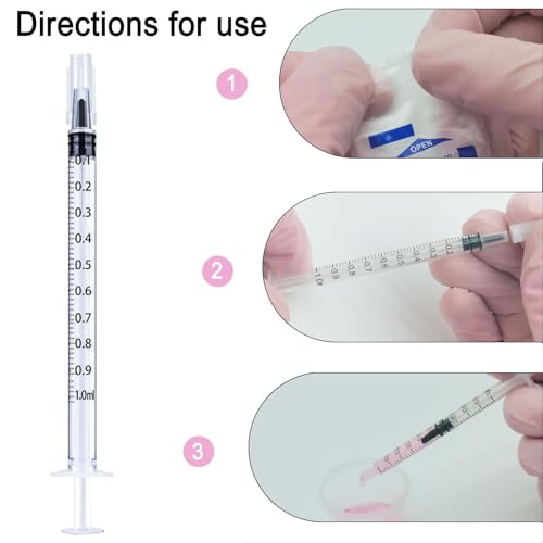 1ml Syringe Without Needle, 1ml Syringe for Liquids, Syringes for Scientific Labs, Measuring Liquids, Feeding Pets, 12 Pack Packaged