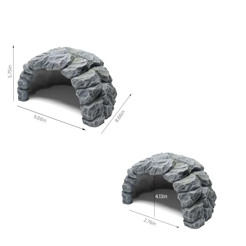 Resin Reptile Hideout Cave,Natural Habitat Decor for Bearded Dragon, Leopard Gecko, Lizards & Turtles,Terrarium Tank Accessories,A - Large