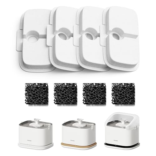 PETLIBRO Cat Water Fountain Filter, 4 Packs Cat Fountain Filter Replacement & Sponges for Dockstream WF106/WF116/WF105/WF115/WF005, 2-Month Set Easy-Swap for PETLIBRO Pet Fountain - size: 4 Filter