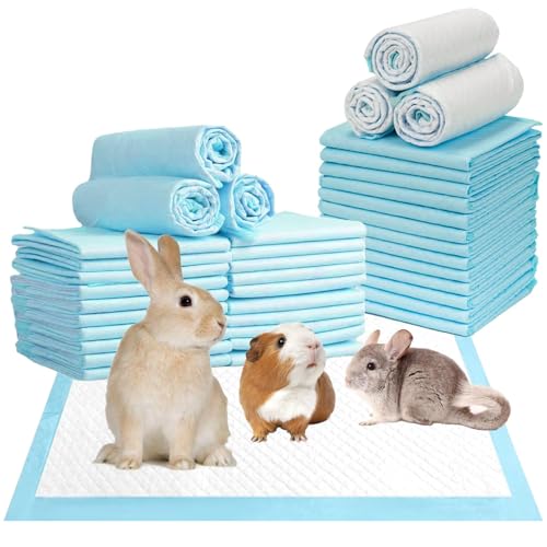 kathson Rabbit Pee Pads, 50Pcs-22" x22" Large Disposable Rabbit Diapers, Pet Toilet Training Pads, Super Absorbent Guinea Pig Disposable Diaper for Bunny, Hedgehogs, Hamsters, Chinchillas - color: Blue, size: 50pcs-22"x 22"