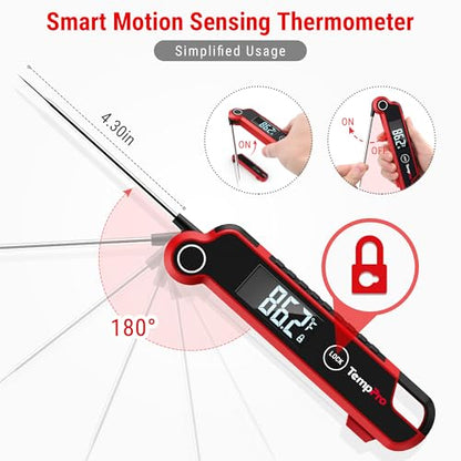 TempPro TP620 Instant Read Meat Thermometer Digital, Cooking Thermometer with Large Auto-Rotating LCD Display, Waterproof Food Thermometer Digital for Kitchen, BBQ, or Grill (Previously ThermoPro)