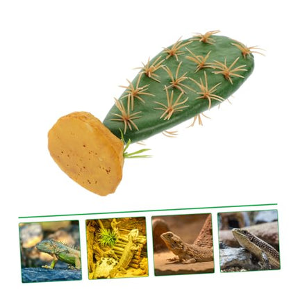 Happyyami Artificial Reptile Plant Decoration for Terrarium Habitat Resin Cactus Hideout for Lizard Tank Safe Non-Fading Plastic Reptile Terrarium Decor for Amphibians and Aquarium