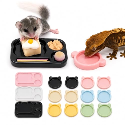 15 Pack Reptile Feeding Dish Set with 12 Bowls & 3 Feeding Trays, Crested Gecko Food Dishes, Small Pet Feeding Cups for Jumping Spider, Tarantula, Hermit Crab, Beetle, Isopods, Lizard Tank Accessories