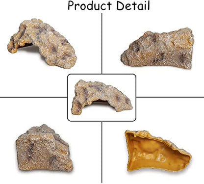 Reptile Hides Large Rock Reptile Cave Hideout Terrarium Habitat Decor Ornament Shelter for Snake Geckos Lizards Bearded Dragon Turtle Frogs Amphibians