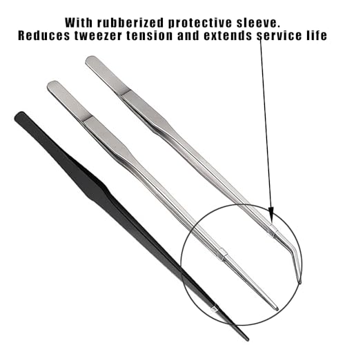3Pcs Reptile Metal Feeding Tongs, Snake Tank Long Tweezers Fit Bearded Dragon Tarantula Spider Gecko Lizard Frog Turtle Ball Python Aquarium Terrarium