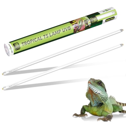 REPTI ZOO 2 Pack 34" T5 5.0 UVB Reptile Light Bulb 39W, UVA UVB Fluorescent Lamp Tube for Turtles, Chameleon, Tortoises, Lizard - color: 5.0 UVB-34" 39W
