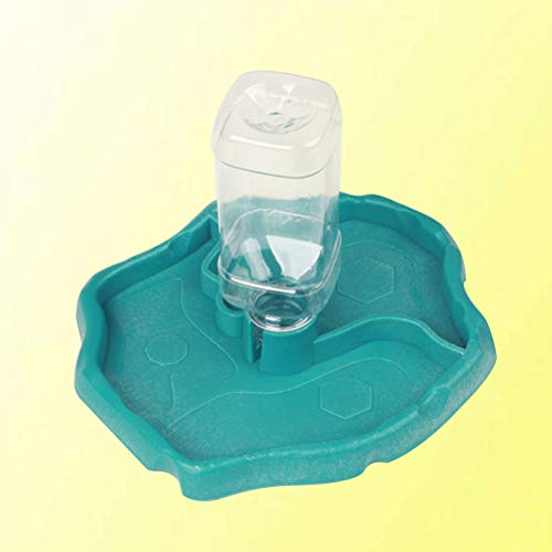 POPETPOP Reptile Water Dispenser-Reptile Waterer Automatic Refilling Water Dispenser Tortoise Lizard Turtle Feeding Water Bowl with Bottle(Blue)
