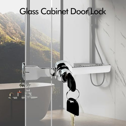 2 Pack Keyed Alike Sliding Glass Door Ratchet Lock, Large Size | Showcase Display Lock, Chrome Finish