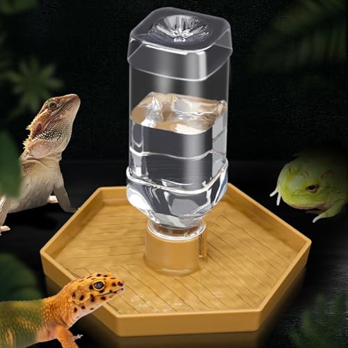 Rengue Reptile Water Feeder, Automatic Water Dispenser Food and Bowl Feeding Accessories for Bearded Dragons Lizards Geckos Crawler Breeding Tools, Reptile Hatching Supplies (Earthy Yellow) - color: Earthy Yellow